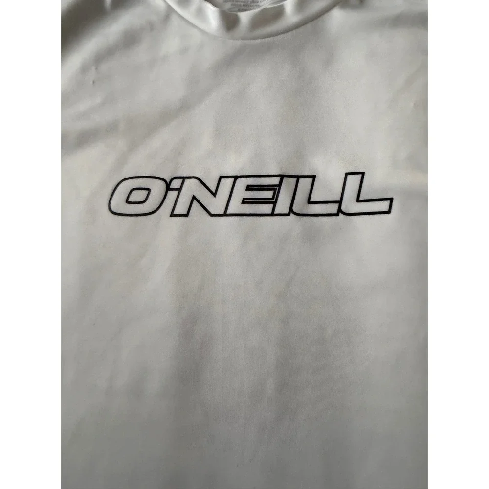 ONeill Mens White Short Sleeve Rash Guard 50+ UV Protection Swim Shirt M - EUC